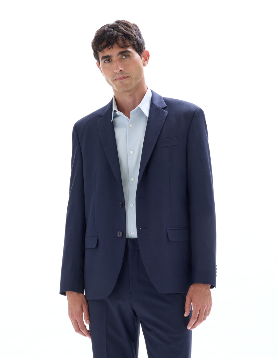 chaqueta de traje de corte regular en mezcla de lana