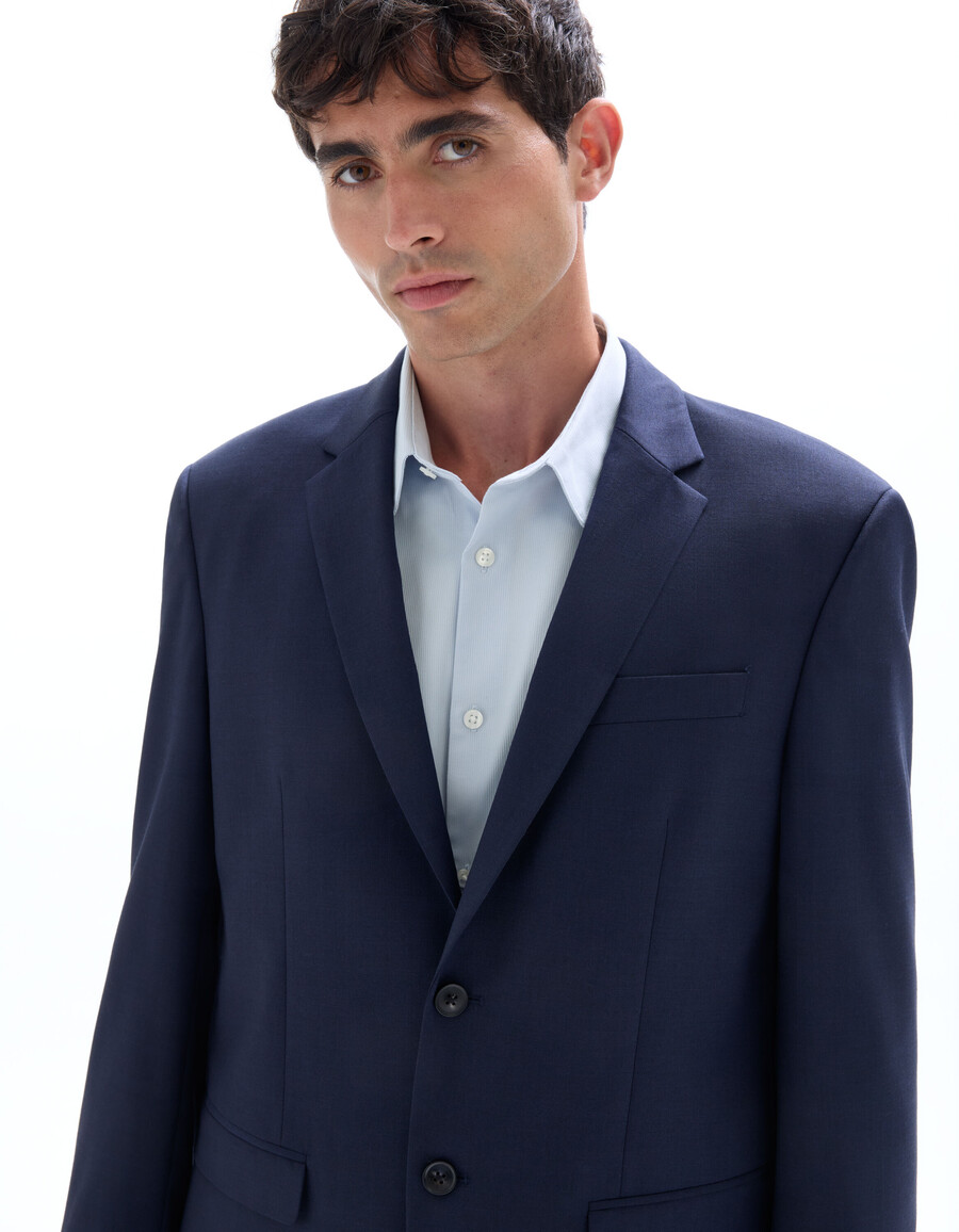chaqueta de traje de corte regular en mezcla de lana