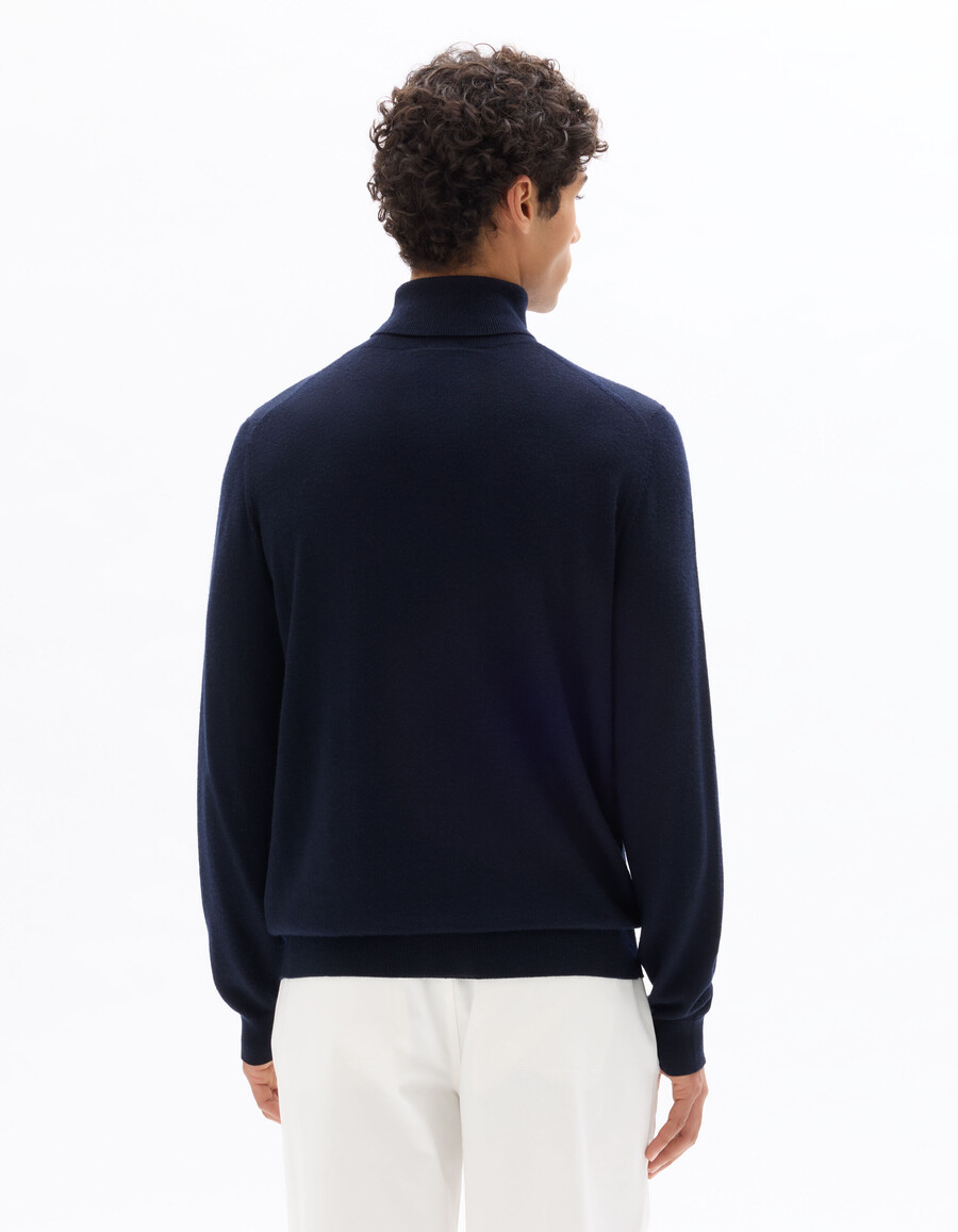 suéter de cuello alto ajustado 100 lana merino