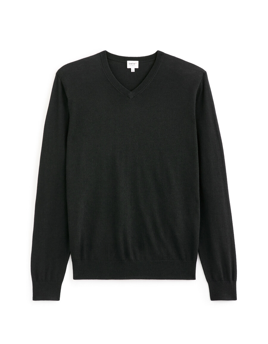 suéter de cuello en v 100 lana merino