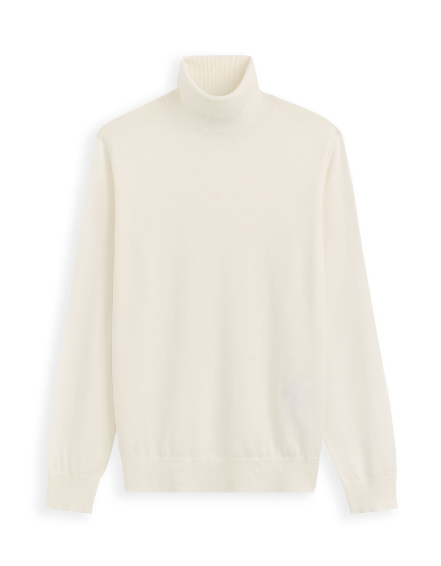 suéter de cuello alto ajustado 100 lana merino