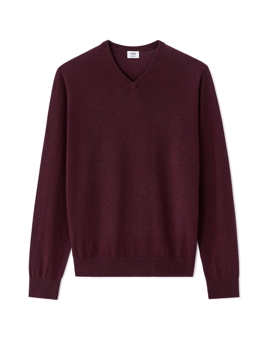suéter de cuello en v 100 lana merino