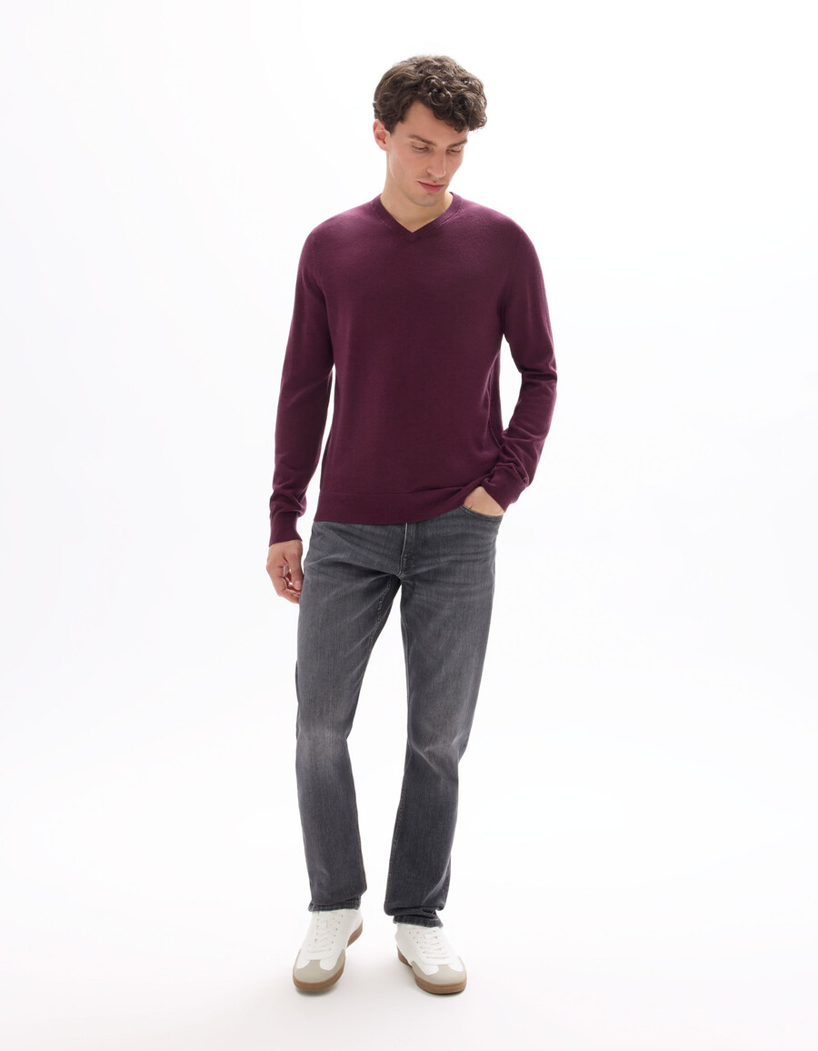 suéter de cuello en v 100 lana merino