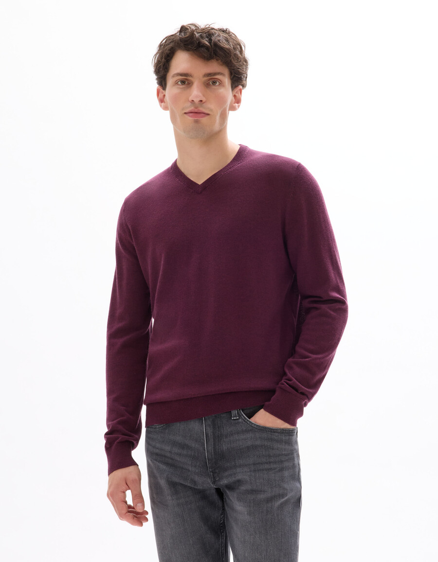 suéter de cuello en v 100 lana merino