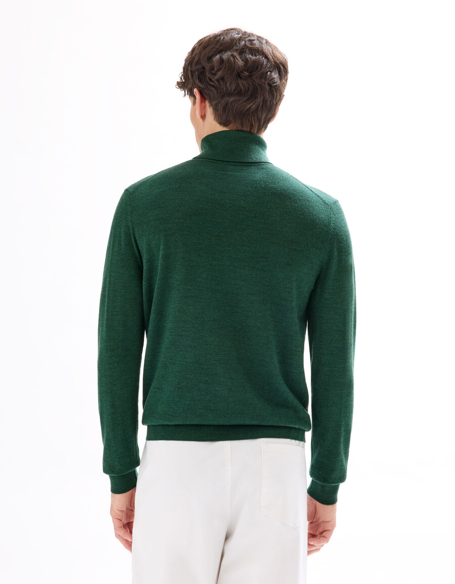 suéter de cuello alto ajustado 100 lana merino