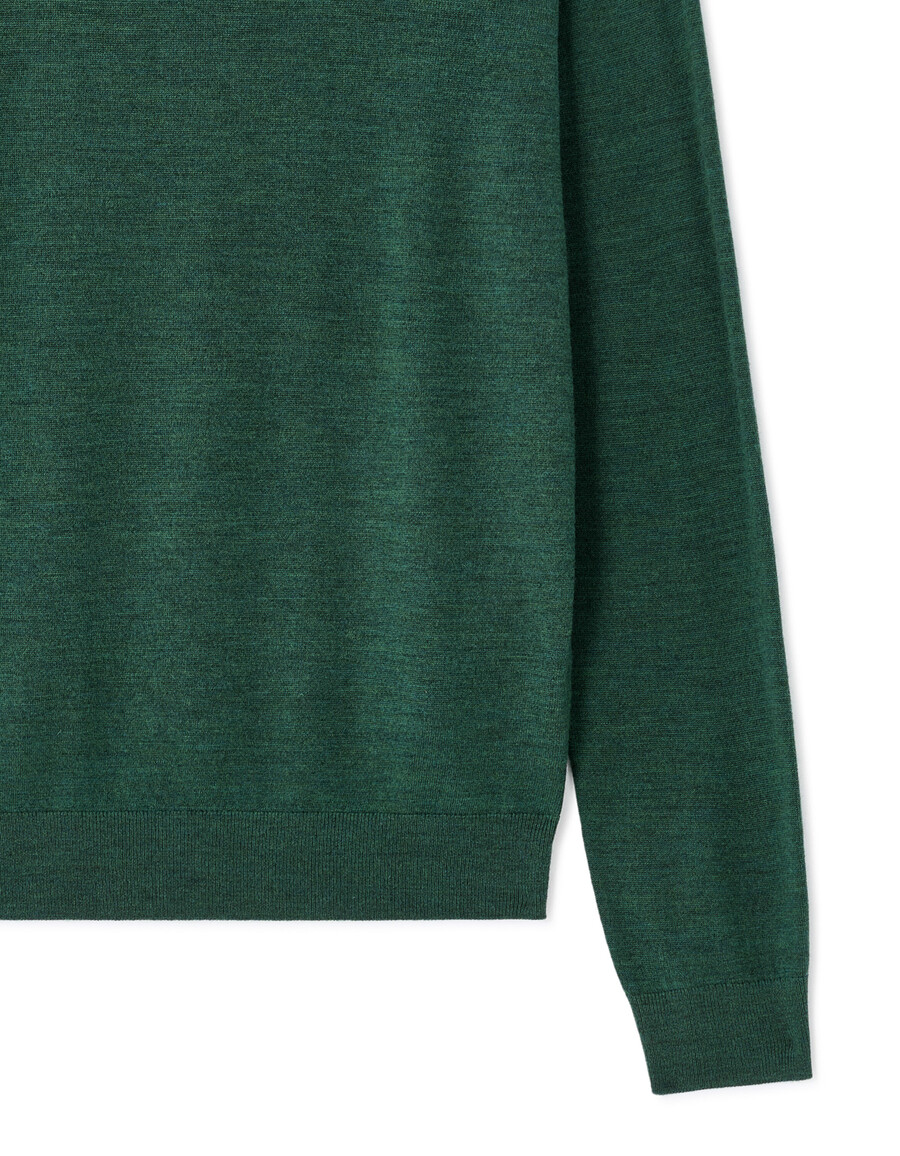 suéter de cuello alto ajustado 100 lana merino