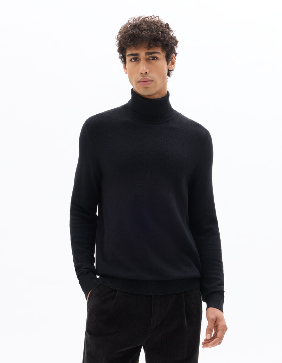 suéter piqué de cuello alto 100 algodón