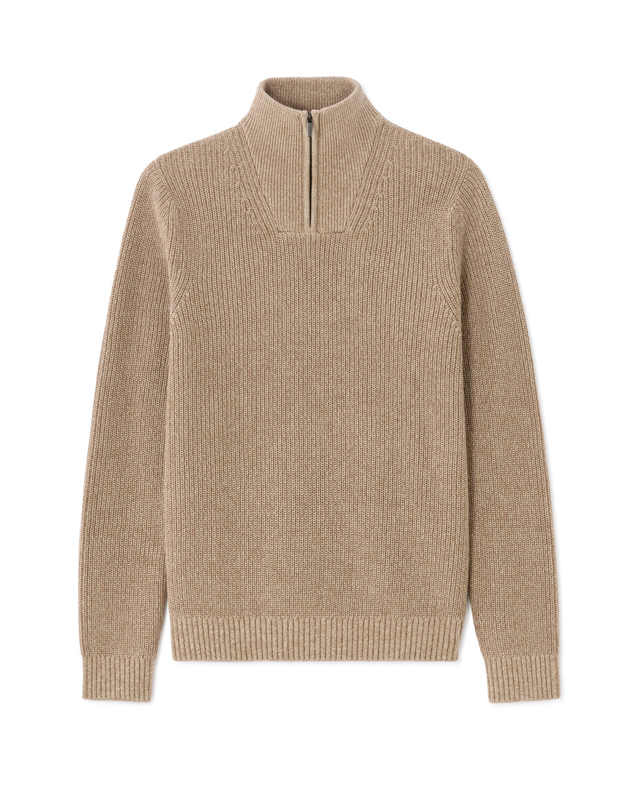 suéter de cuello regular con cremallera 100 algodón