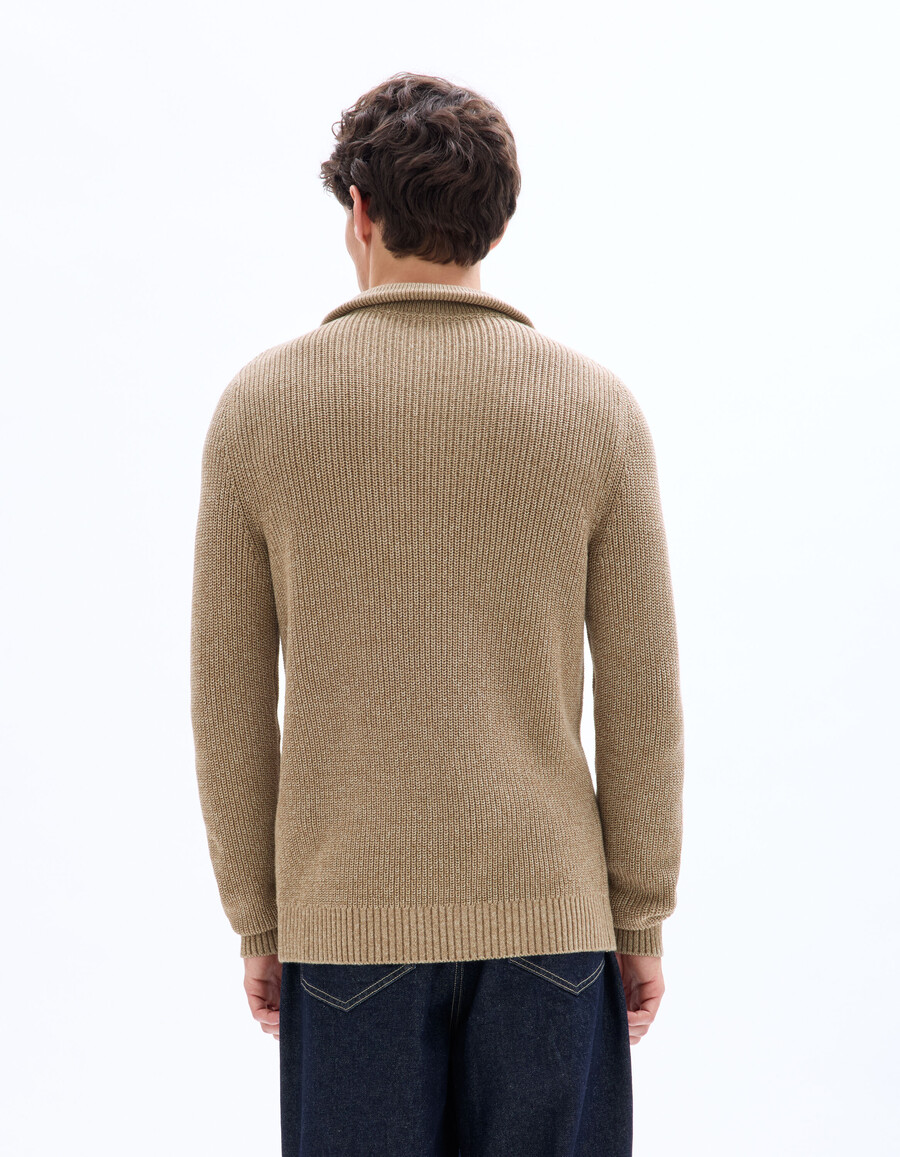 suéter de cuello regular con cremallera 100 algodón