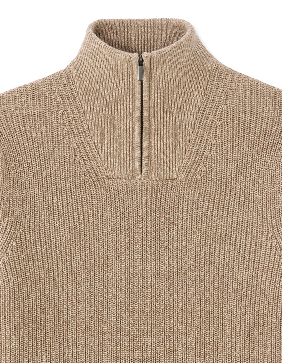 suéter de cuello regular con cremallera 100 algodón