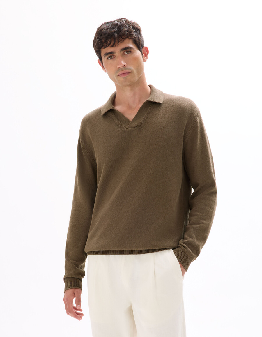 suéter oversize con cuello en v 100 algodón