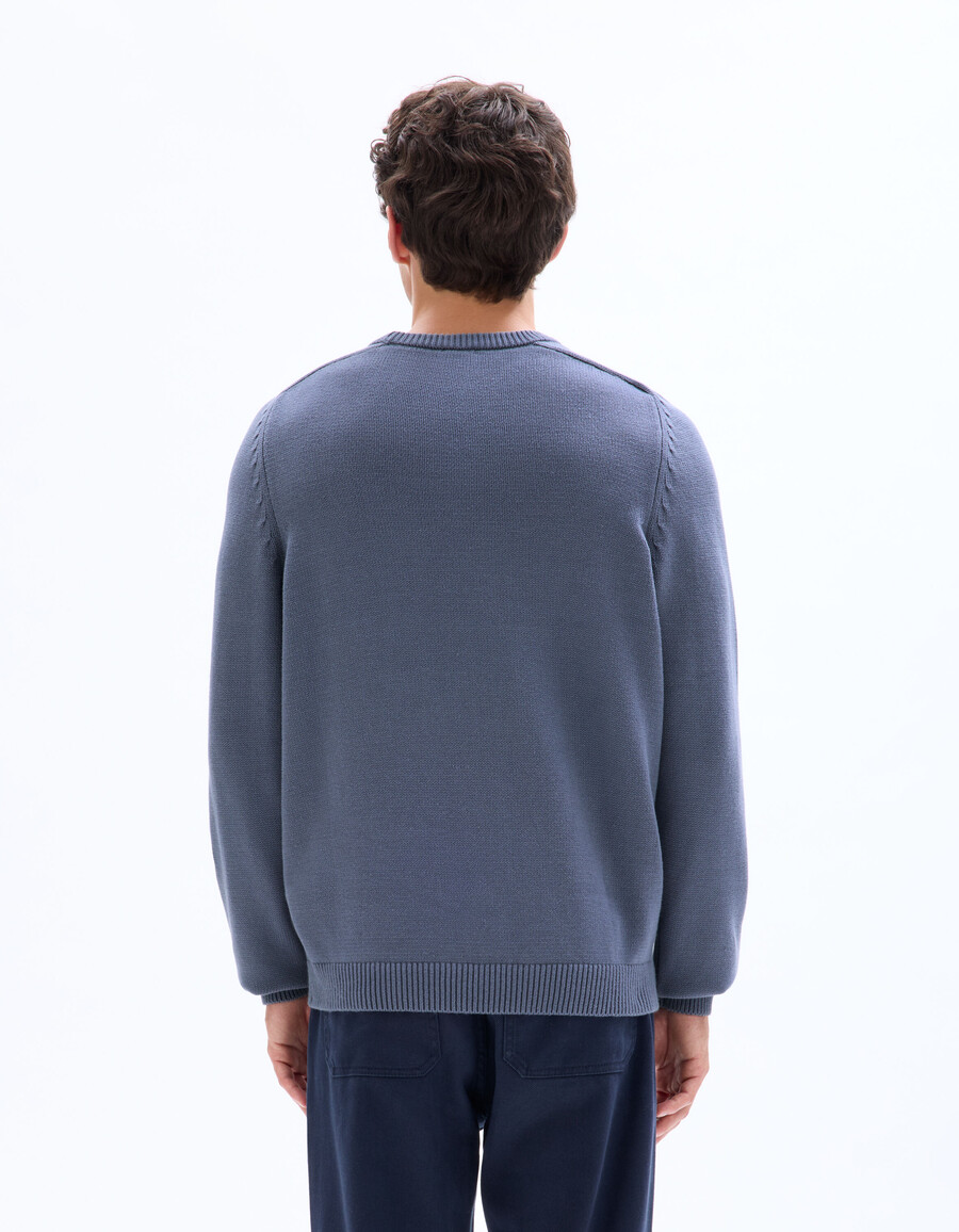 suéter liso de cuello redondo 100 algodón