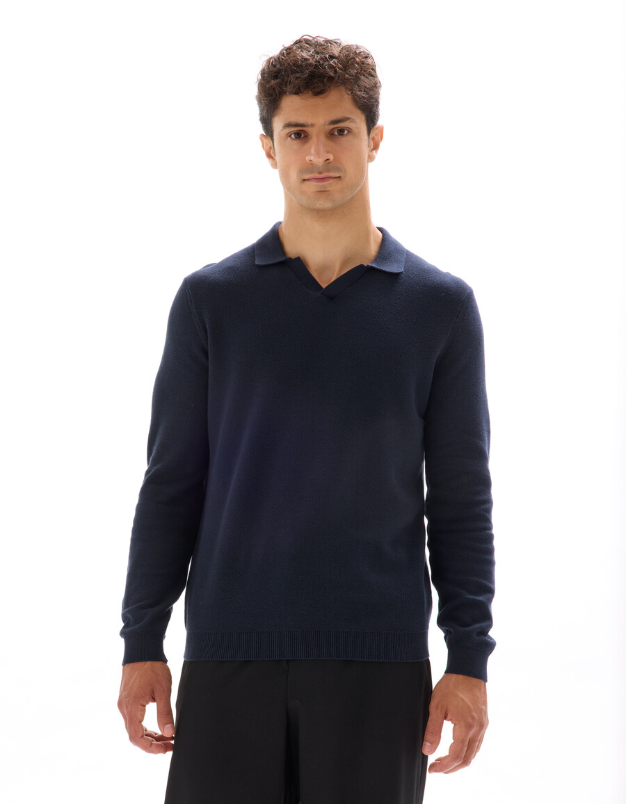 camisa de cuello cubano azul marino 100 algodón