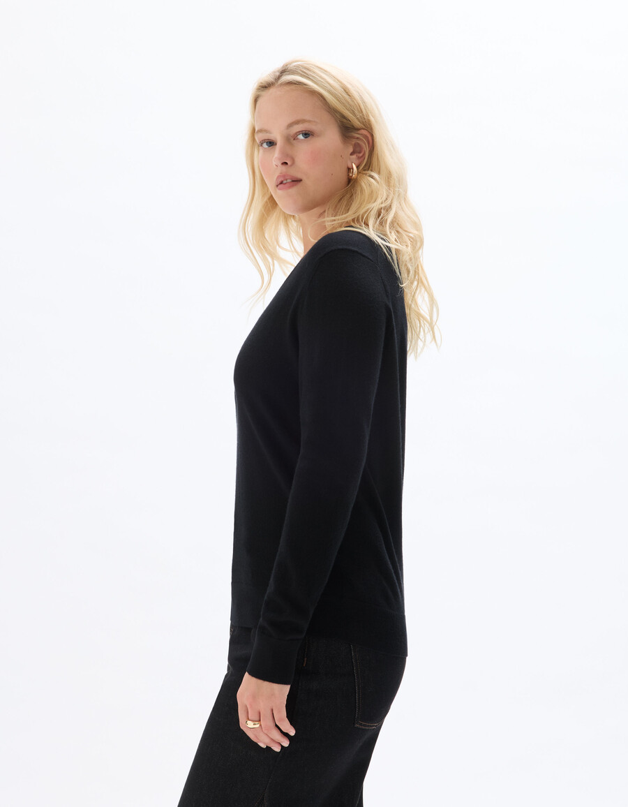 suéter de cuello en v 100 lana merino