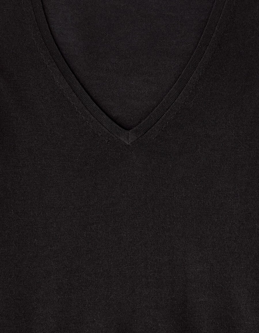 suéter de cuello en v 100 lana merino