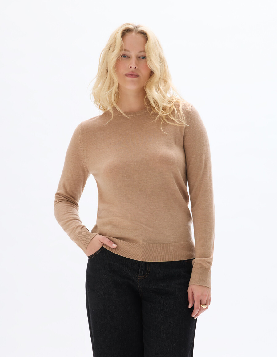 suéter de cuello redondo 100 lana merino