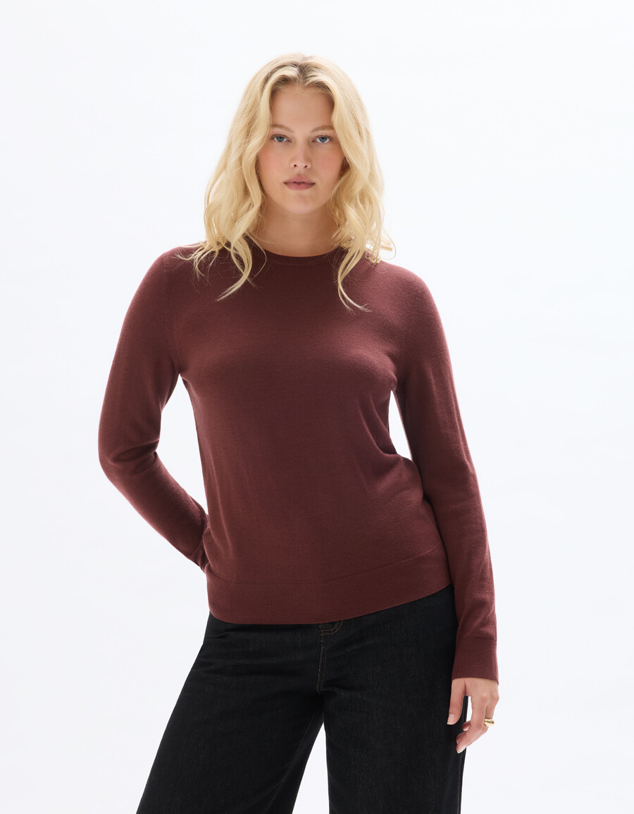 suéter de cuello redondo 100 lana merino