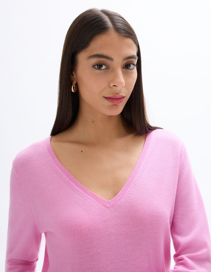 suéter de cuello en v 100 lana merino