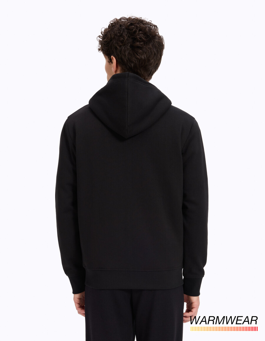 sudadera con capucha y cremallera de mezcla de algodón negra
