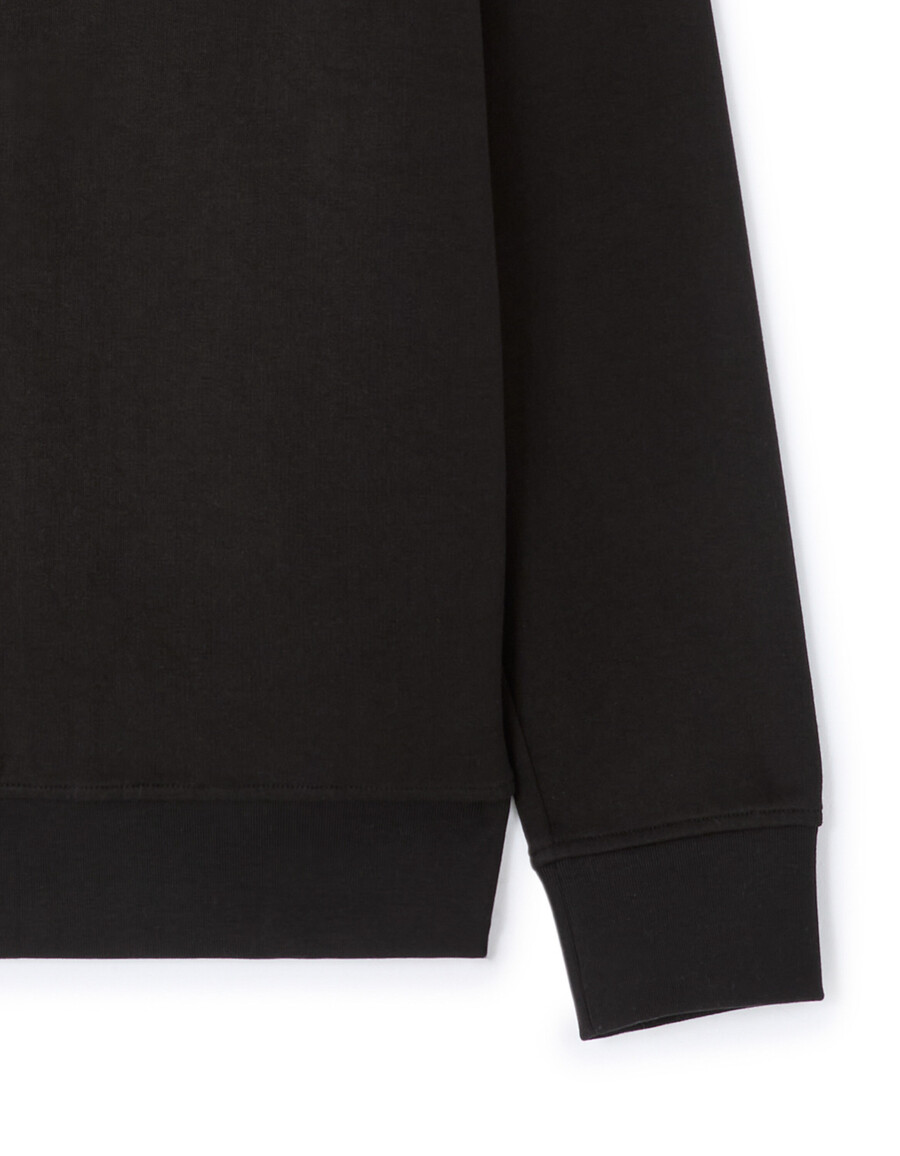 sudadera con capucha y cremallera de mezcla de algodón negra