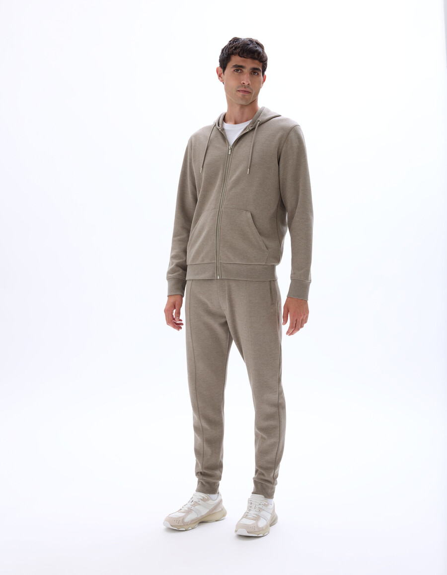 sudadera con capucha y cremallera de corte regular en tejido piqué