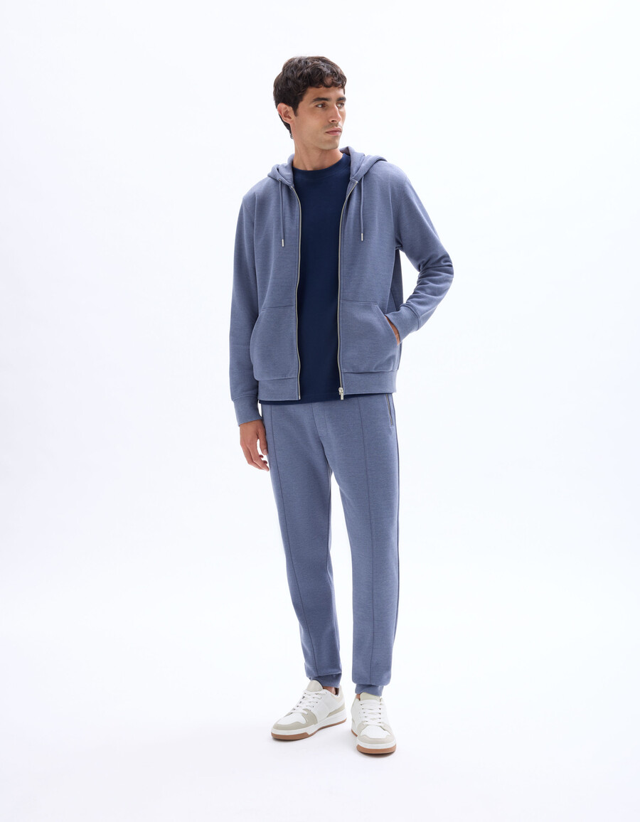 sudadera con capucha y cremallera de corte regular en tejido piqué