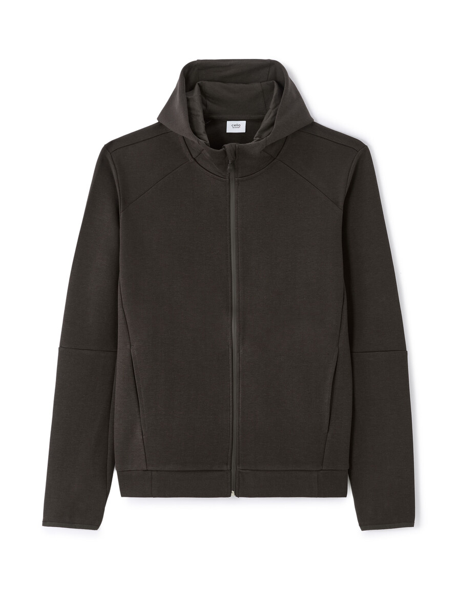 sudadera con capucha elástica de corte regular y cremallera