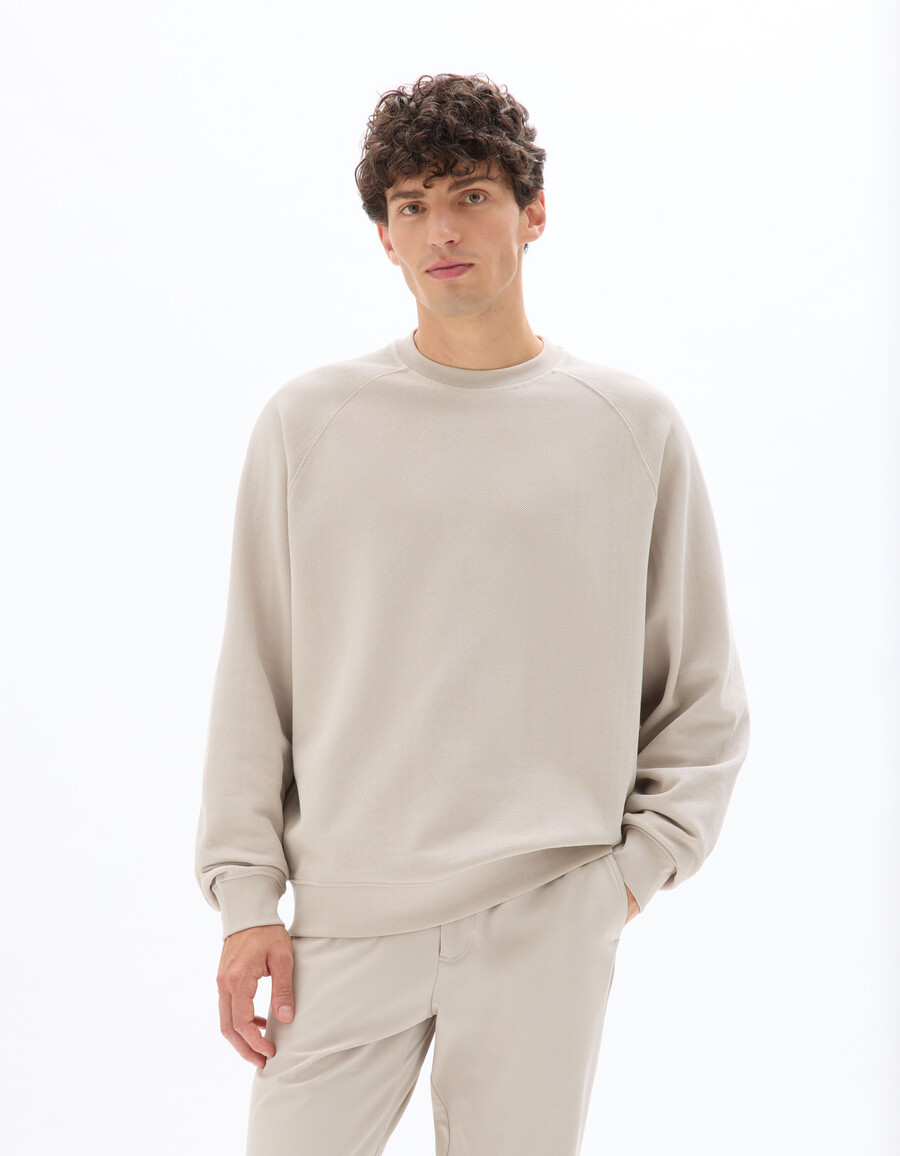 sudadera de cuello redondo de piqué extragrande