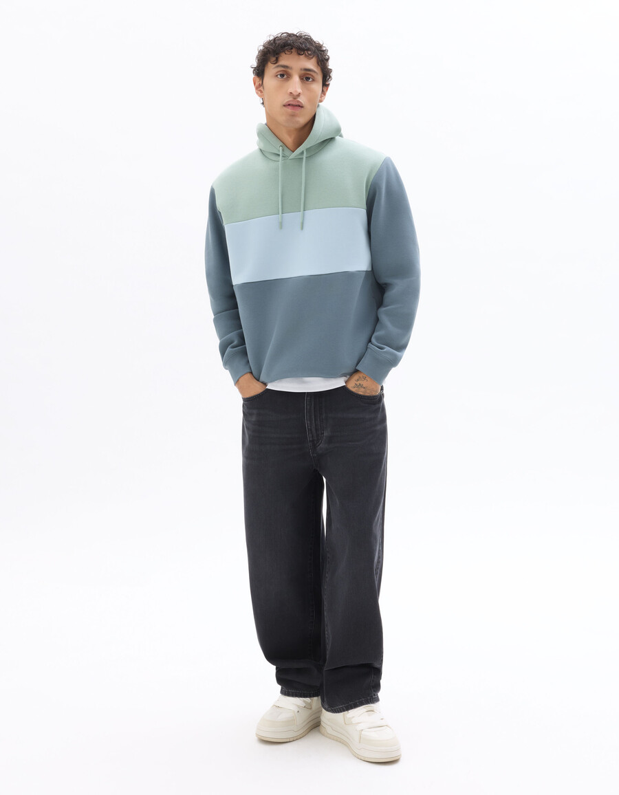 sudadera con capucha y bloques de color de corte regular