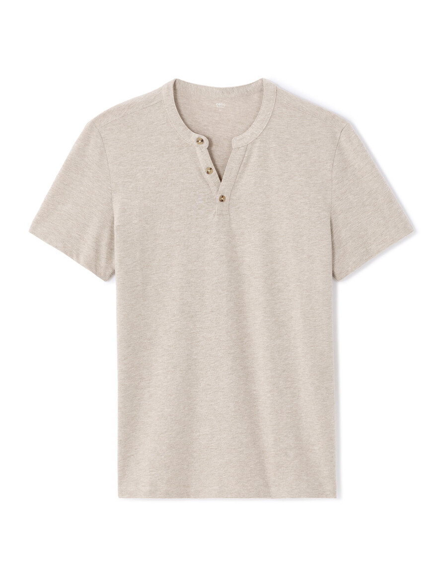 camiseta henley de corte regular mezcla de algodón