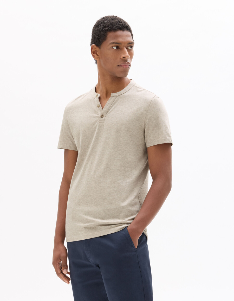camiseta henley de corte regular mezcla de algodón