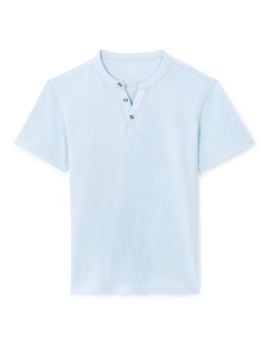 camiseta henley de mezcla de algodón de corte regular