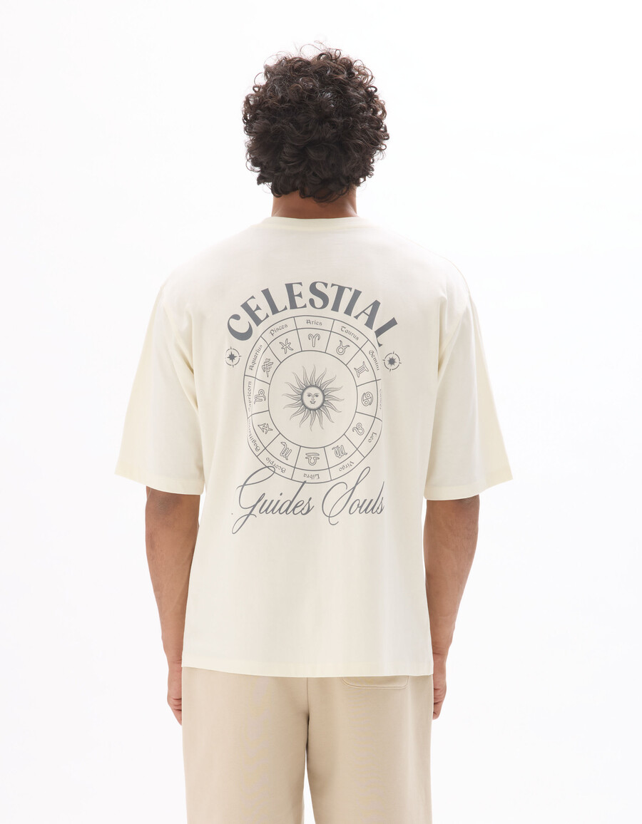 camiseta de cuello redondo extragrande 100 algodón estampado de astros