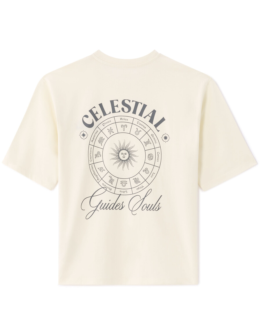 camiseta de cuello redondo extragrande 100 algodón estampado de astros