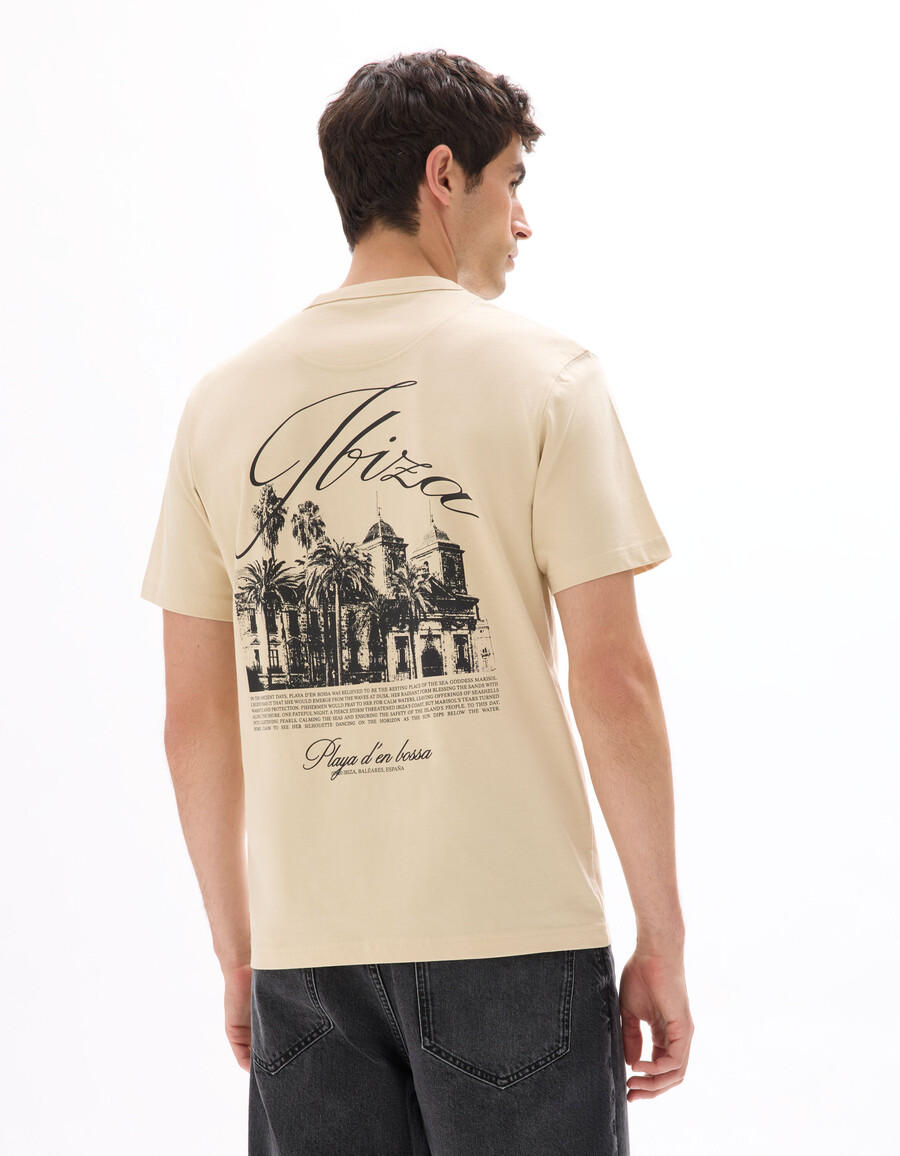 camiseta de cuello redondo 100 algodón estampado urbano
