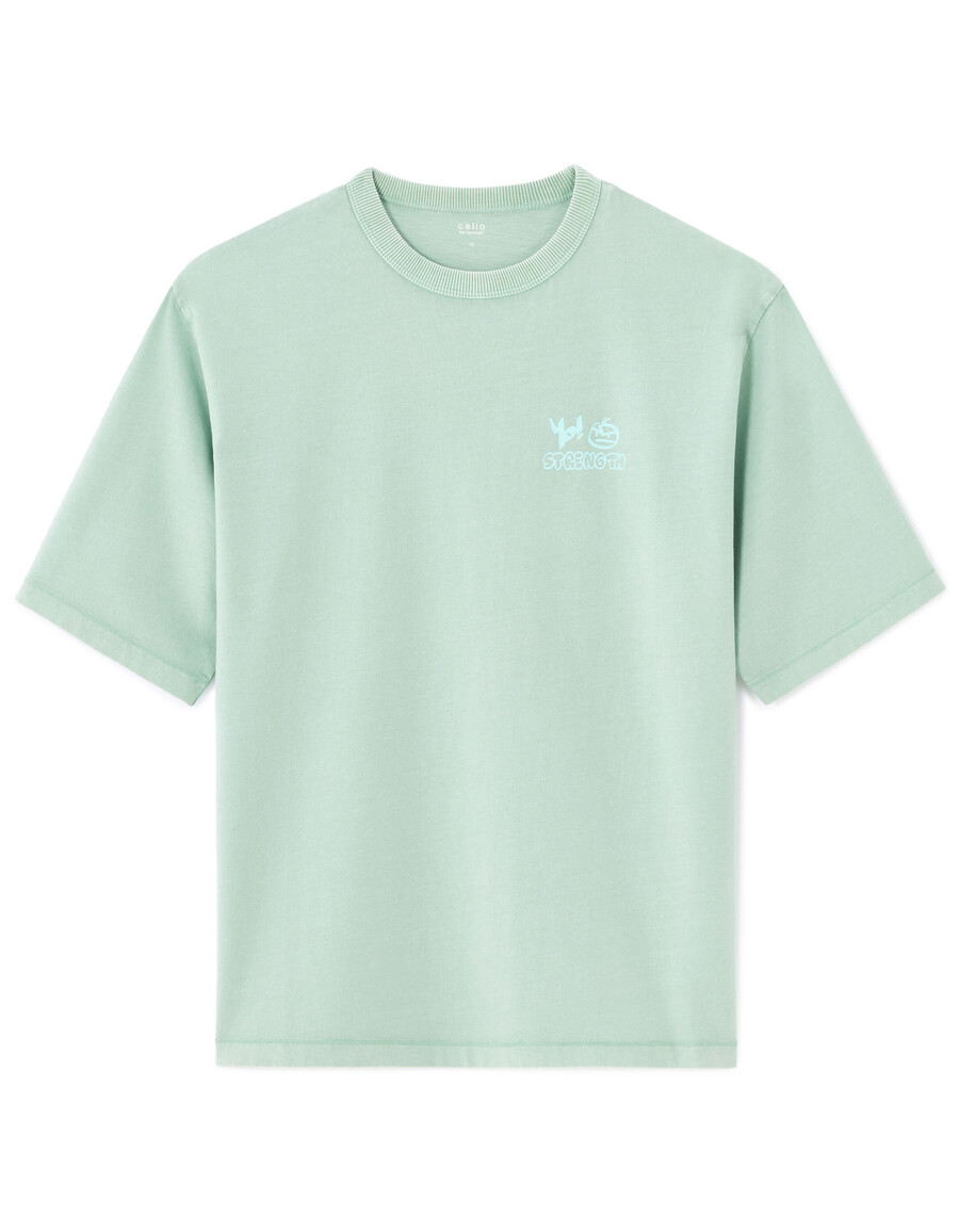 camiseta de cuello redondo extragrande 100 algodón estampada