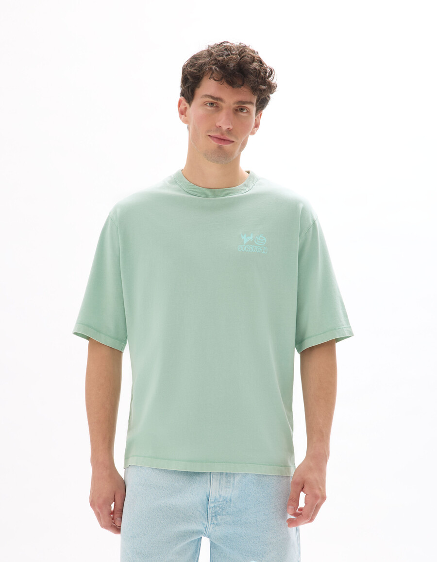 camiseta de cuello redondo extragrande 100 algodón estampada