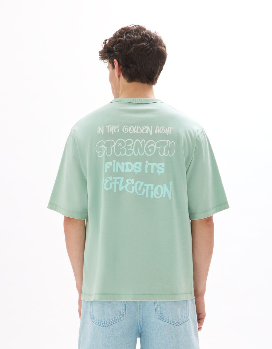 camiseta de cuello redondo extragrande 100 algodón estampada