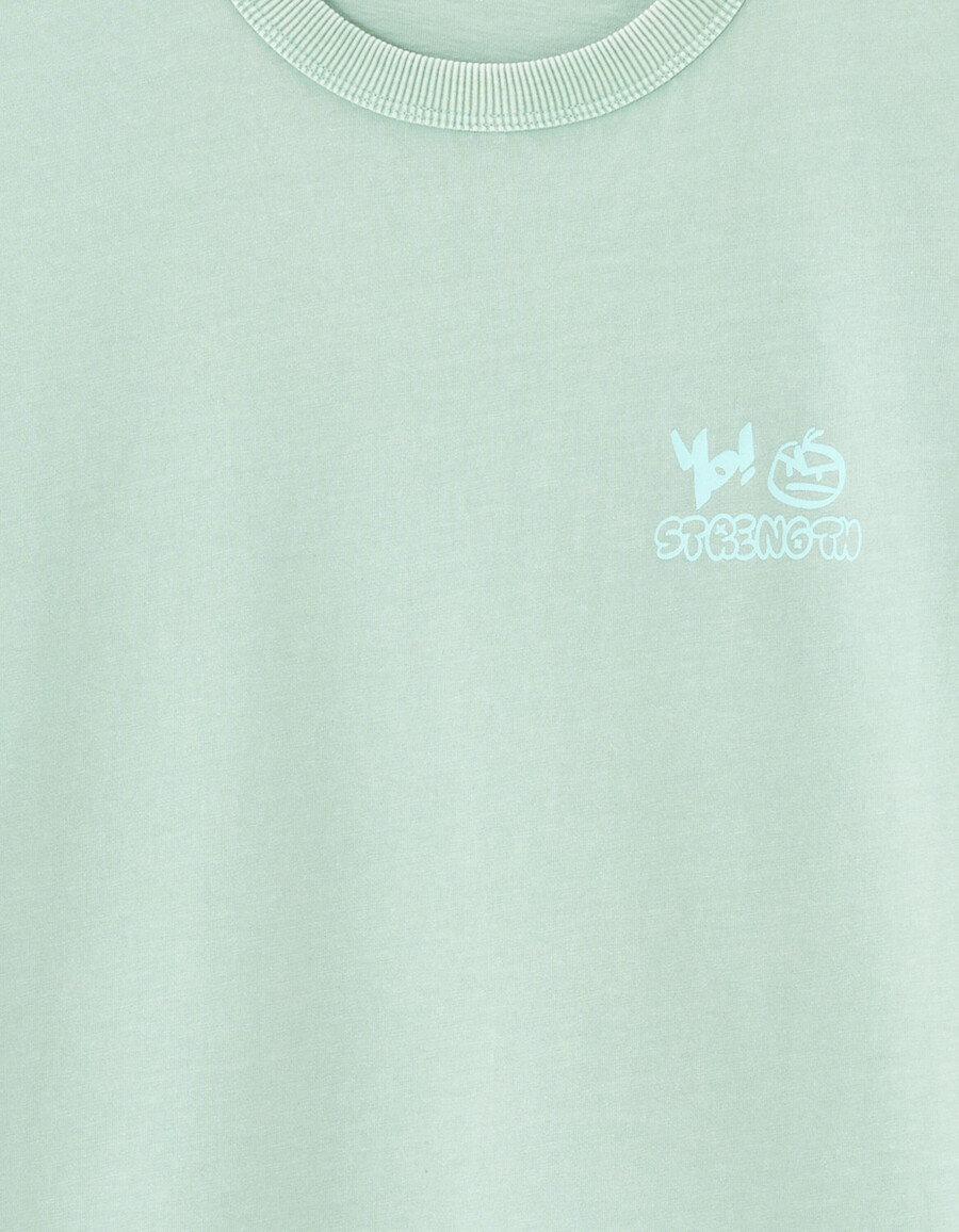 camiseta de cuello redondo extragrande 100 algodón estampada
