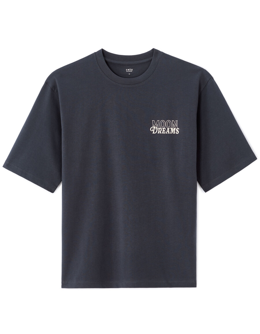 camiseta de cuello redondo extragrande 100 algodón estampado de astros