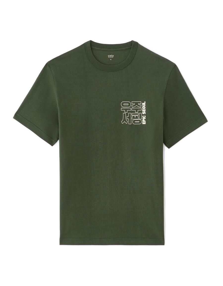 camiseta de cuello redondo 100 algodón estampado asiático