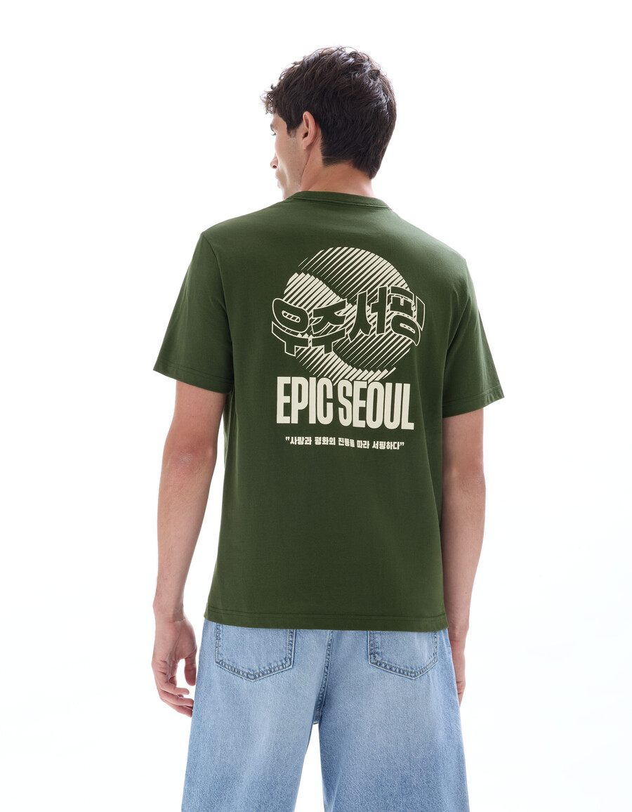 camiseta de cuello redondo 100 algodón estampado asiático