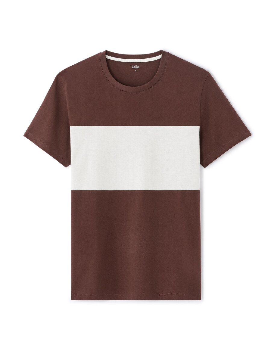 camiseta regular de cuello redondo 100 algodón con bloques de color
