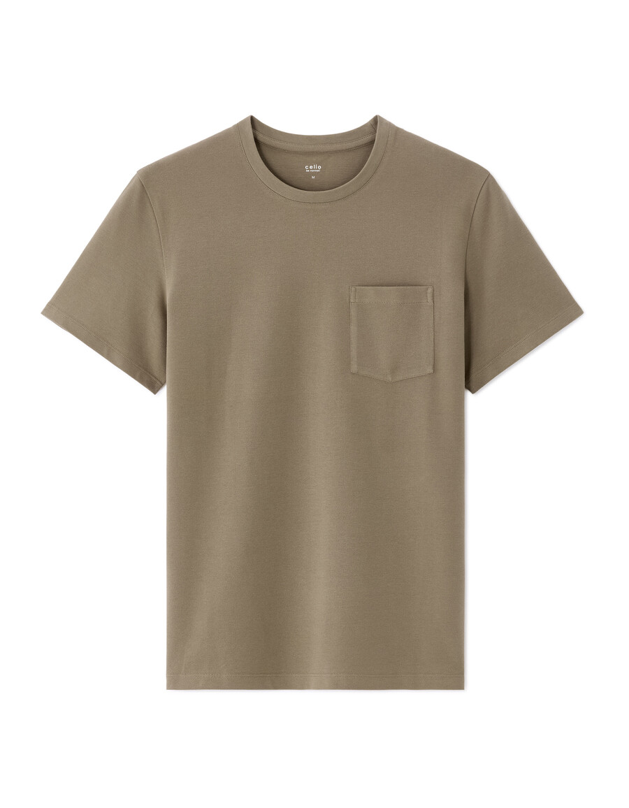 camiseta de cuello redondo de corte regular 100 algodón piqué elástico