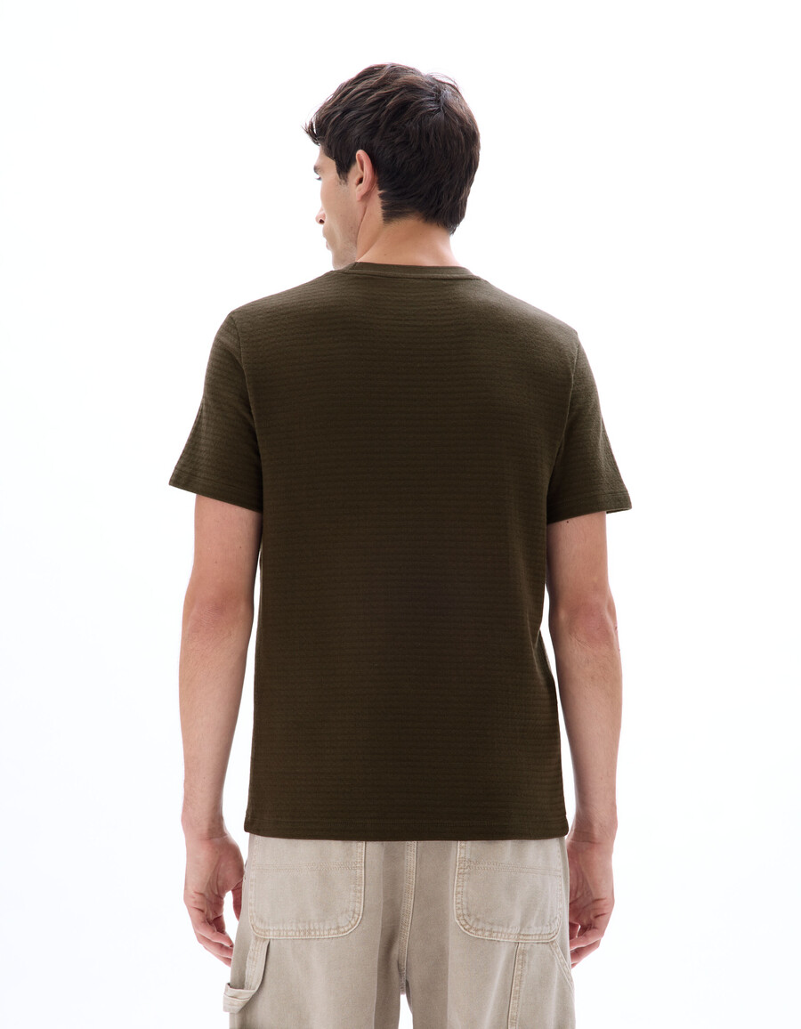 camiseta de cuello redondo de corte regular 100 algodón gofrado