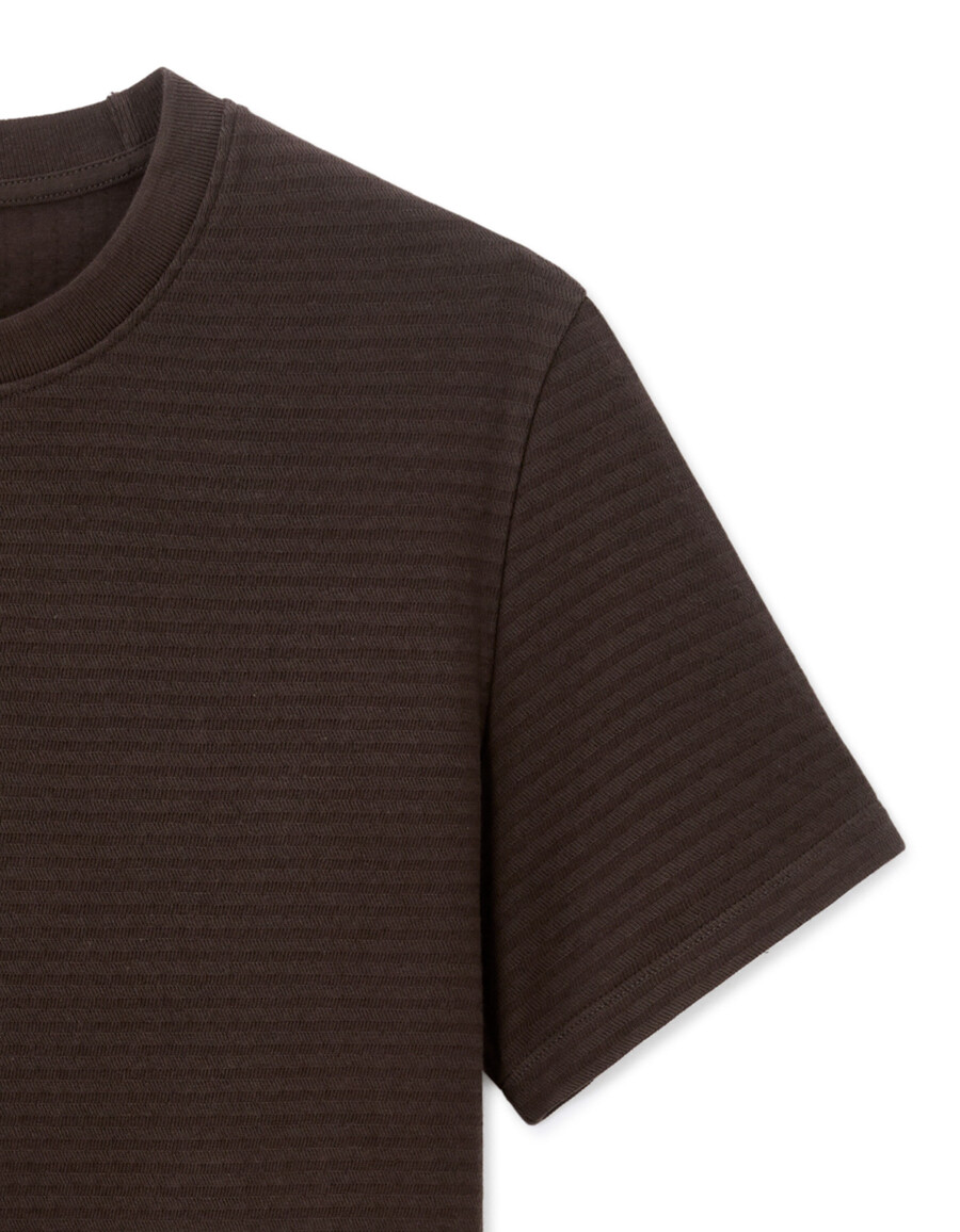 camiseta de cuello redondo de corte regular 100 algodón gofrado