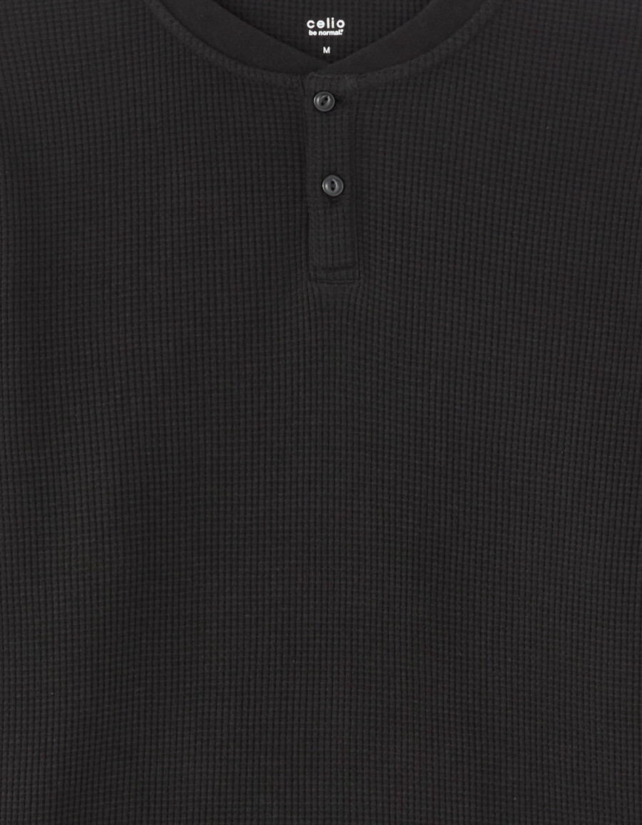 camiseta de manga larga de corte regular 100 algodón de punto gofrado