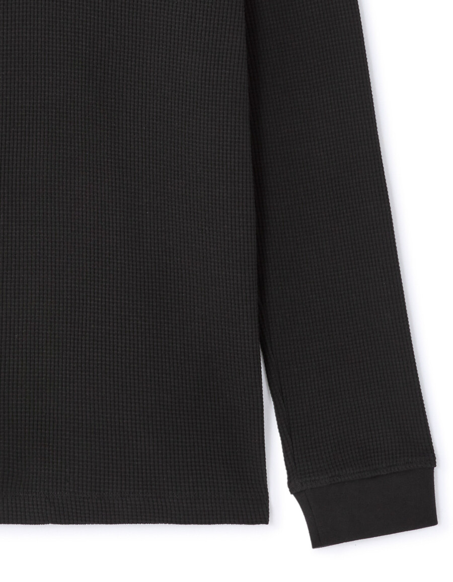 camiseta de manga larga de corte regular 100 algodón de punto gofrado