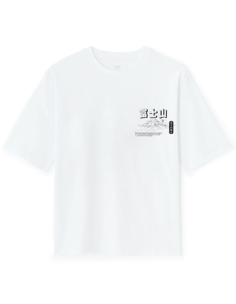 camiseta extragrande de cuello redondo 100 algodón estampado asiático