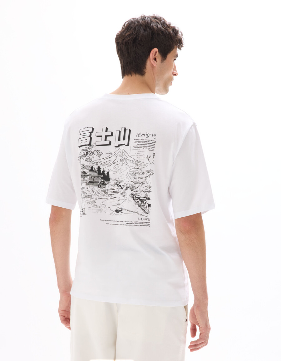 camiseta extragrande de cuello redondo 100 algodón estampado asiático